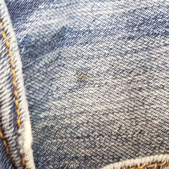 Vintage 90s Levis 501 Dark Blue Button Fly Straight Leg Rip In Knee Tag Size 34 - Picture 7 of 11